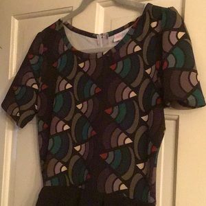 Lularoe Amelia retro feel two-tone dress